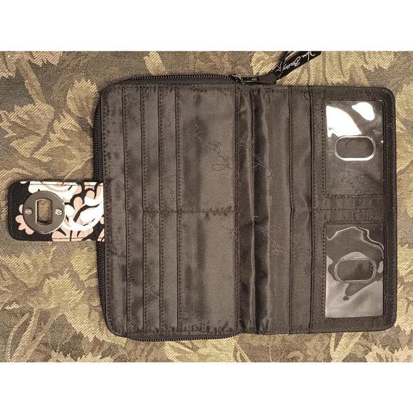 Vera Bradley Turn Lock 7.5"x4.7" 10 Card Wallet Baroque 2 Zip Compartments - Picture 4 of 4